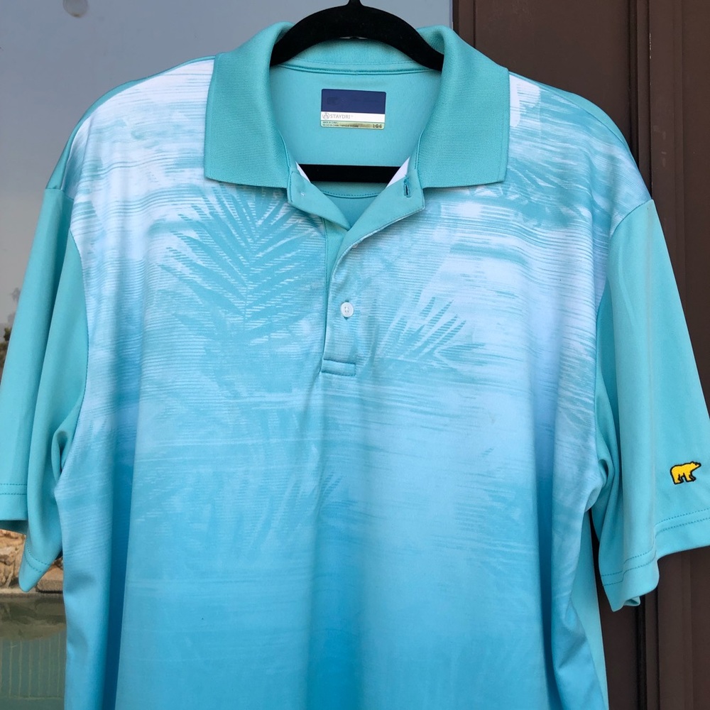 Nicklaus StayDRI Cyan Tropical Golf Polo L